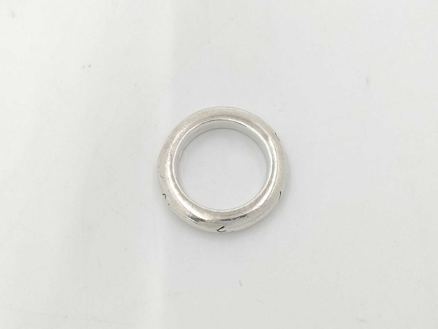 CHANEL Silver 925 Logo Band Ring