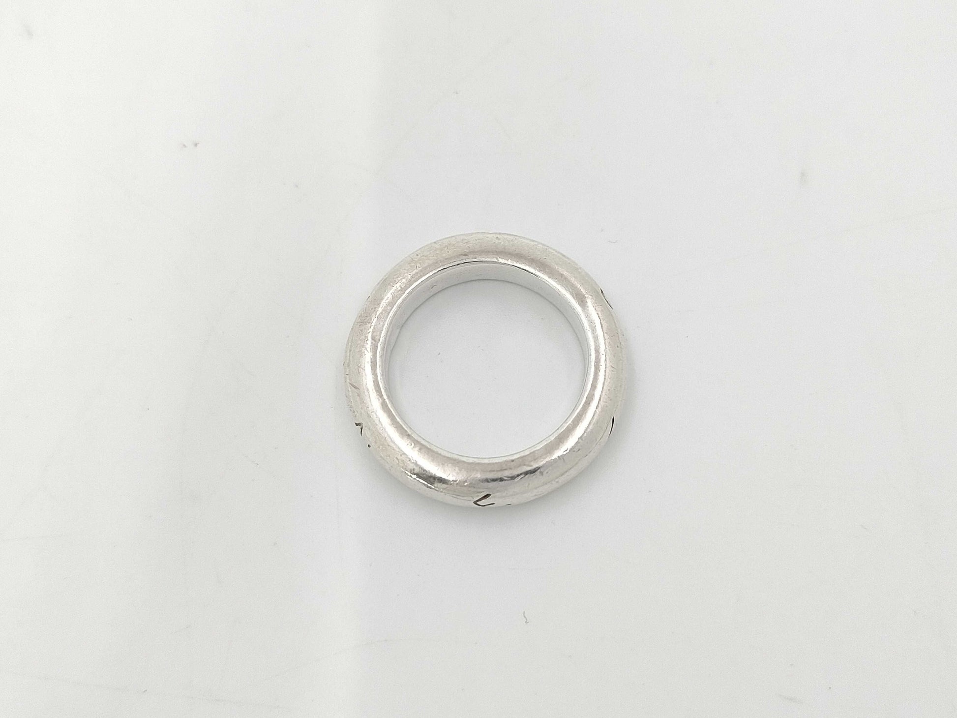 CHANEL Silver 925 Logo Band Ring