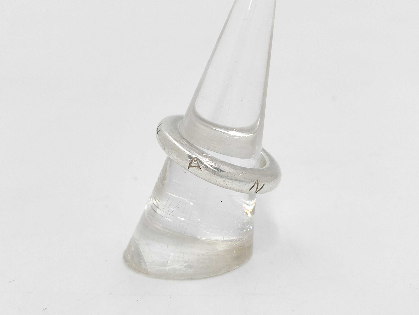 CHANEL Silver 925 Logo Band Ring