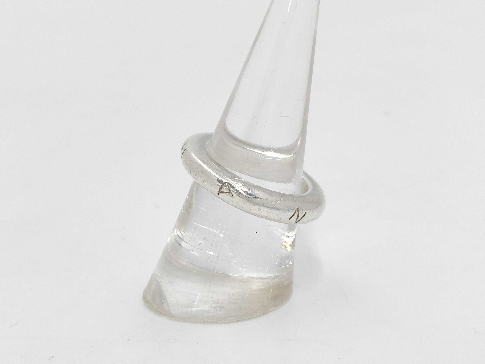 CHANEL Silver 925 Logo Band Ring