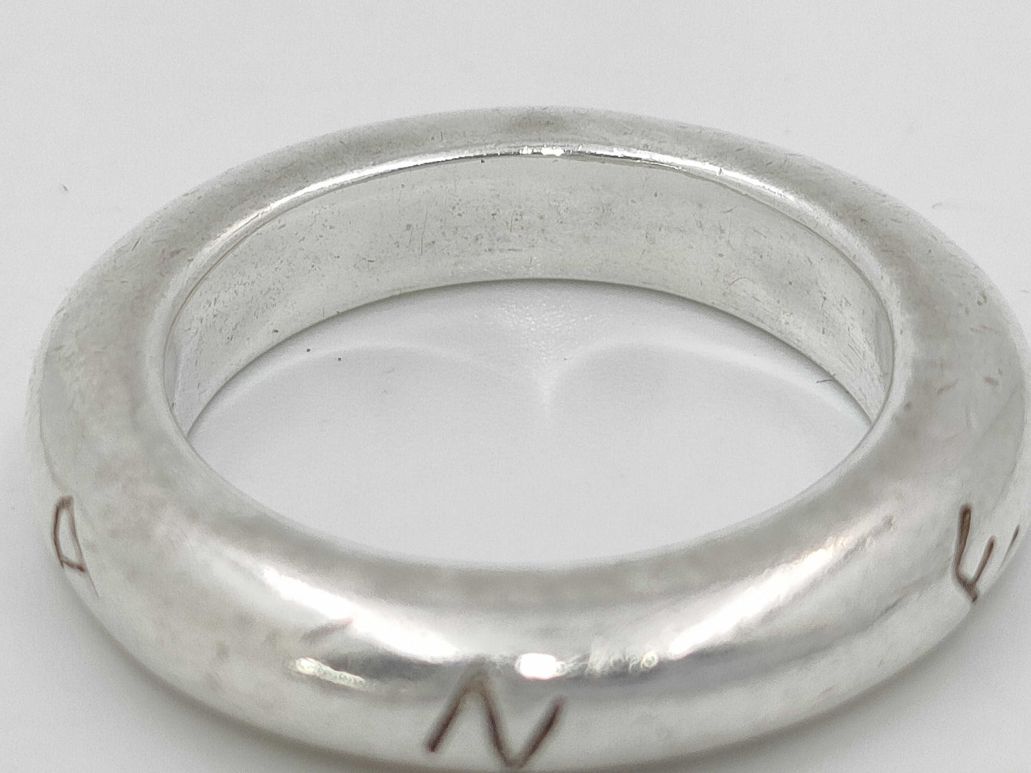 CHANEL Silver 925 Logo Band Ring