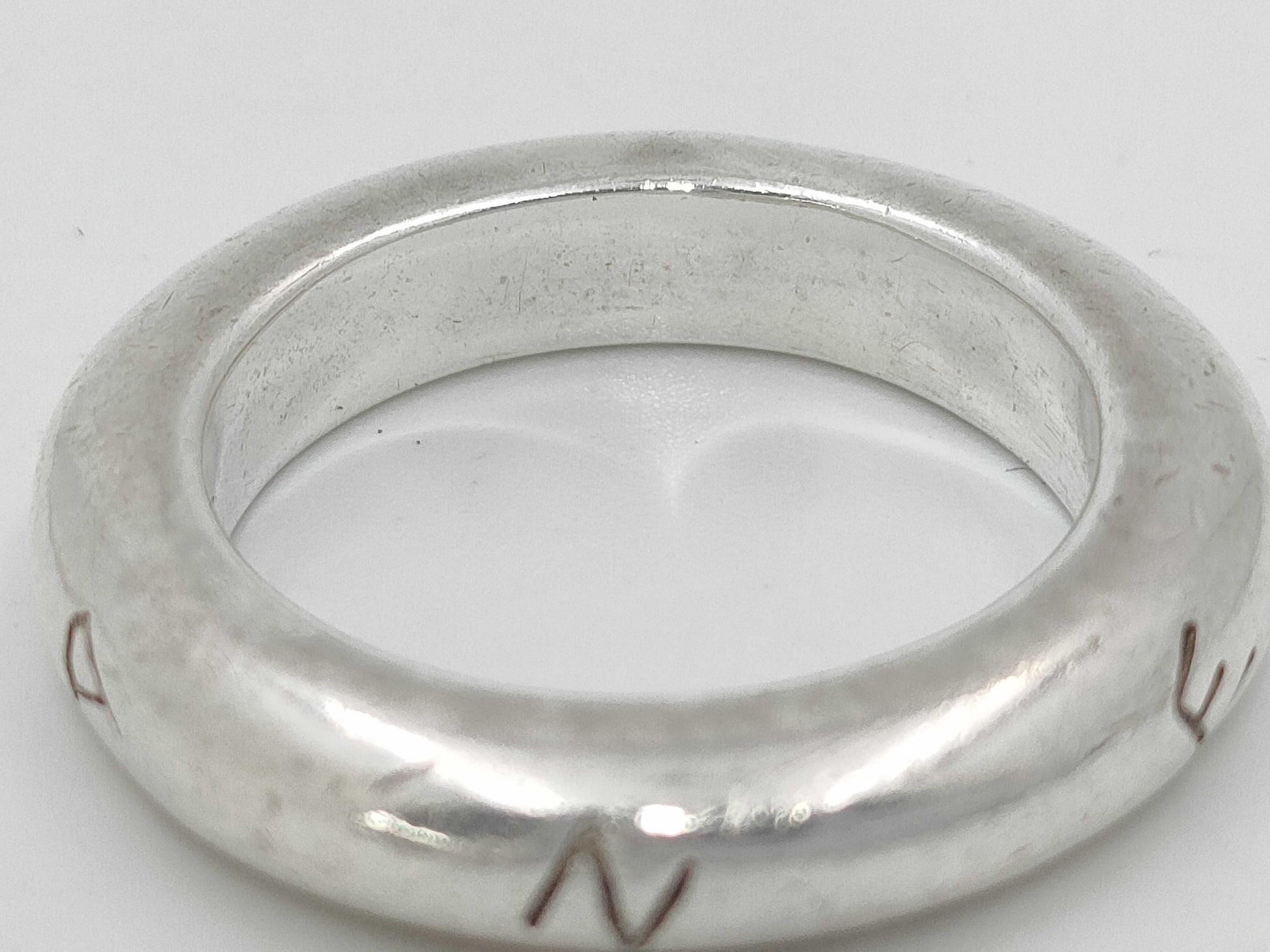 CHANEL Silver 925 Logo Band Ring