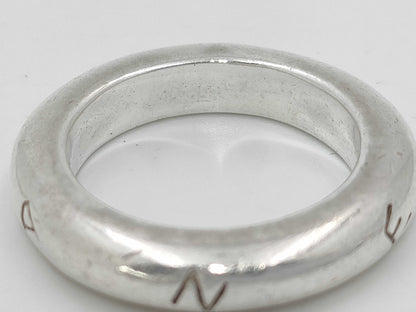 CHANEL Silver 925 Logo Band Ring