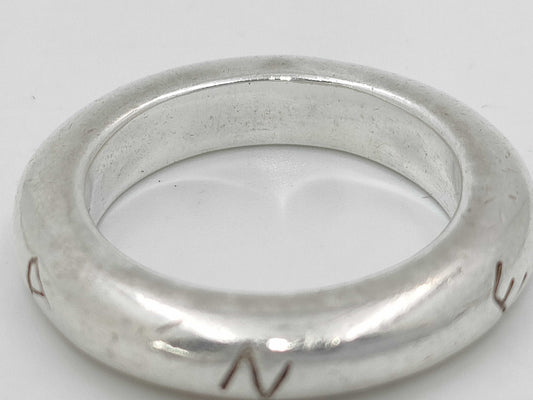 CHANEL Silver 925 Logo Band Ring