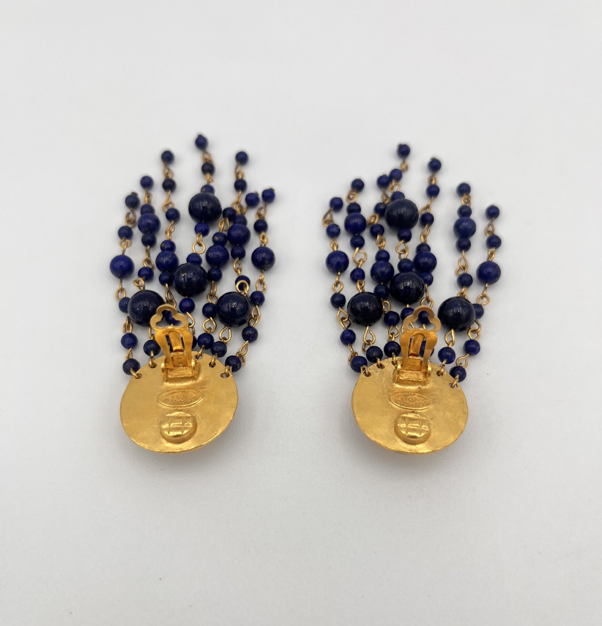 CHANEL Coco Mark 95A Earrings GP Navy x Gold Earrings