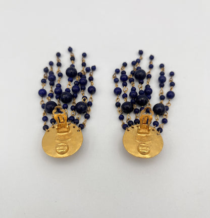 CHANEL Coco Mark 95A Earrings GP Navy x Gold Earrings