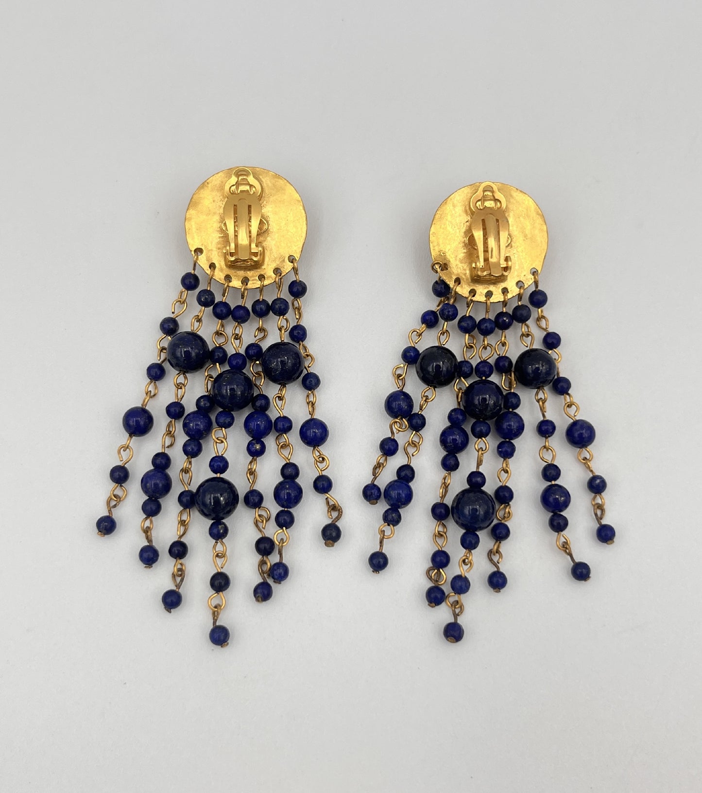 CHANEL Coco Mark 95A Earrings GP Navy x Gold Earrings