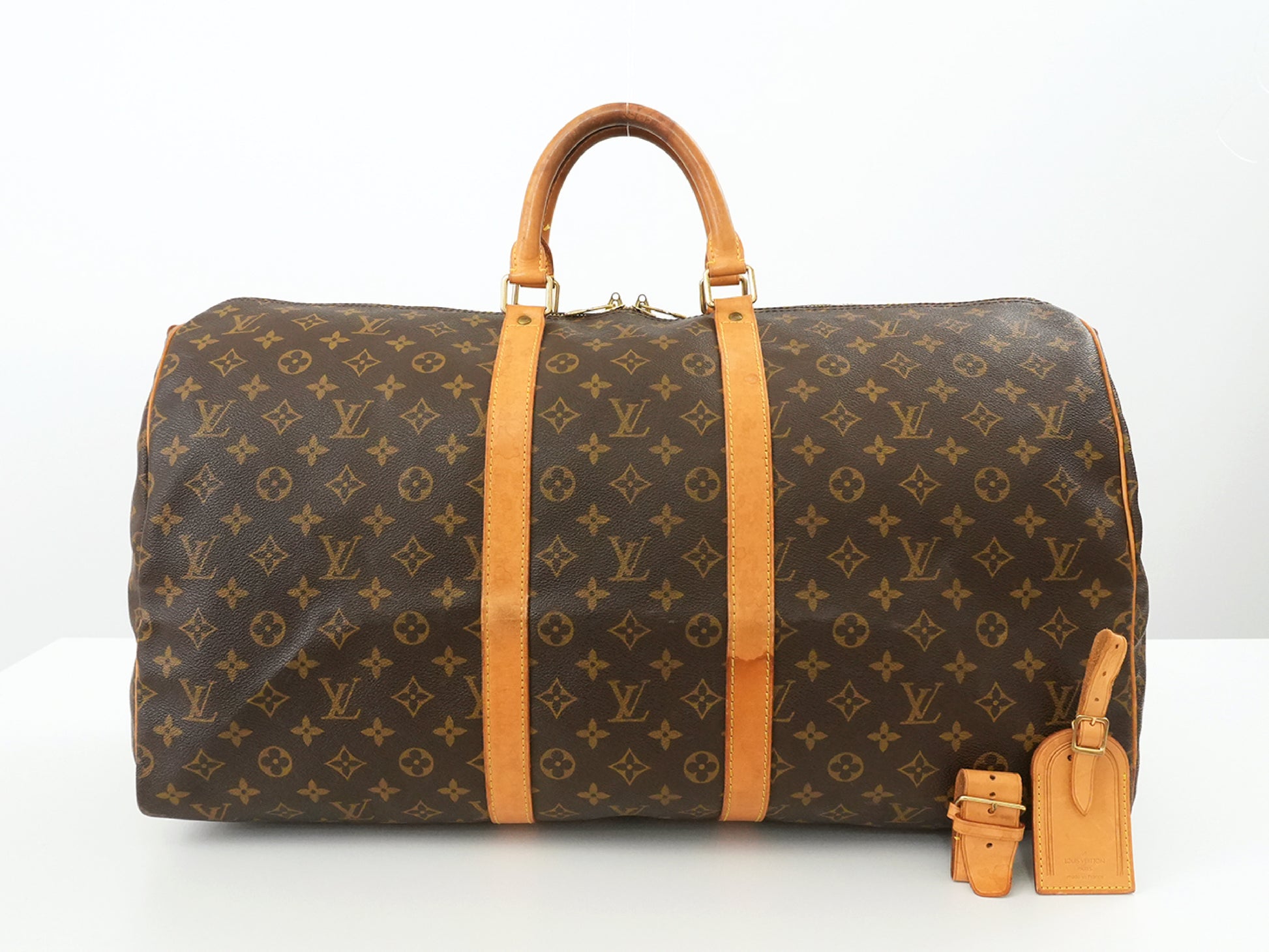 LOUIS VUITTON Monogram Keepall Bandouliere 55 Boston Bag