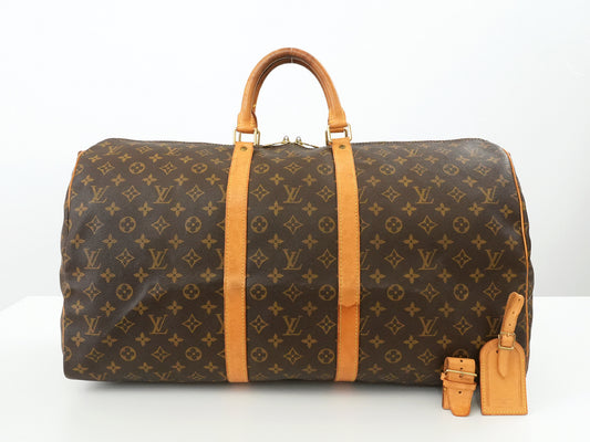 LOUIS VUITTON Monogram Keepall Bandouliere 55 Boston Bag