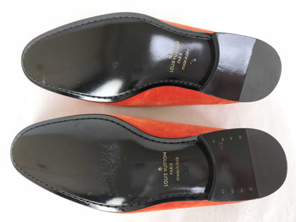 LOUIS VUITTON Velvet Loafers with LV Emblem, Men's Size 7 1/2 L
