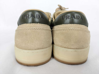 PRADA re-nylon/suede sneakers, beige, size 8 1/2