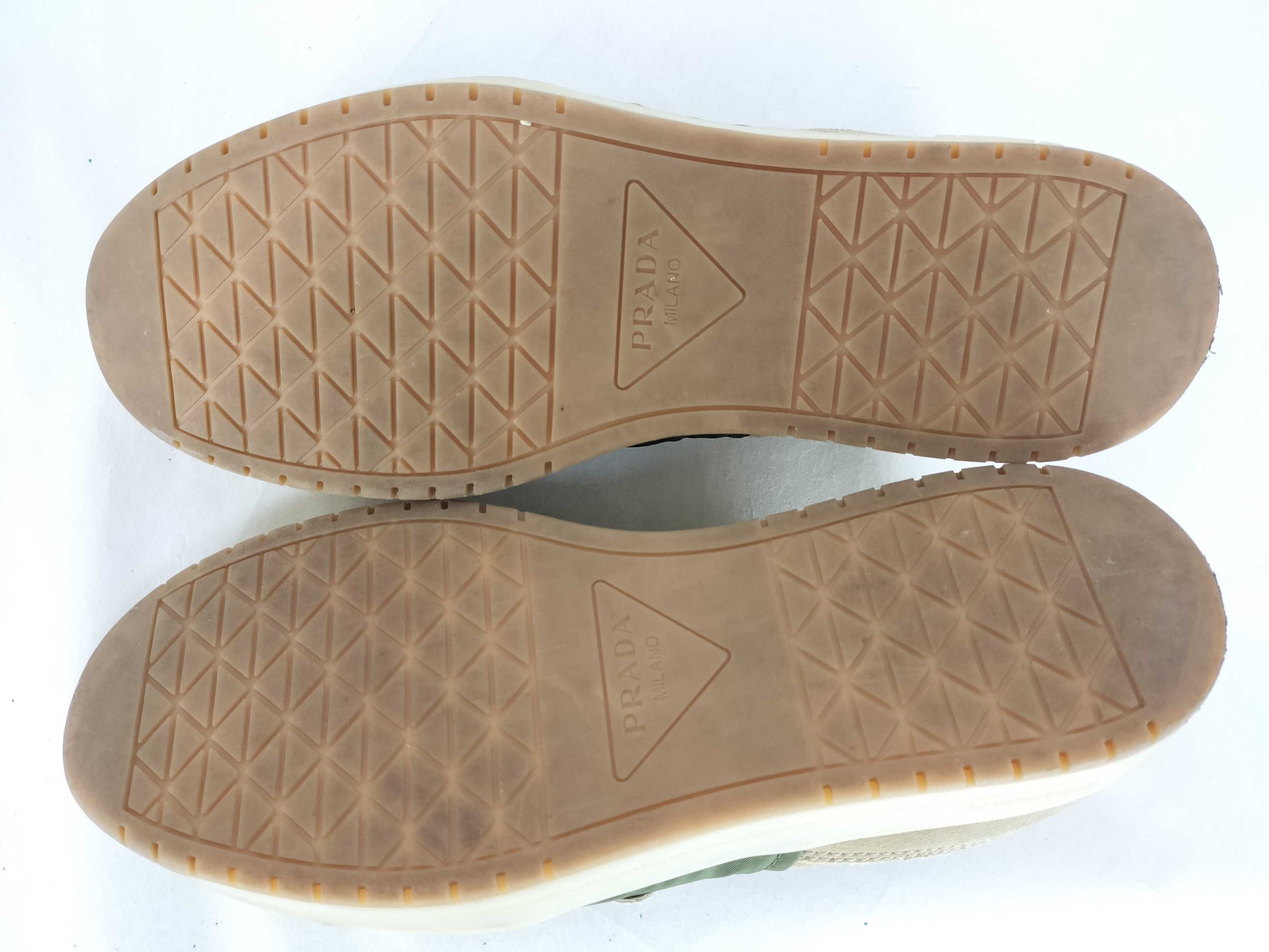 PRADA re-nylon/suede sneakers, beige, size 8 1/2