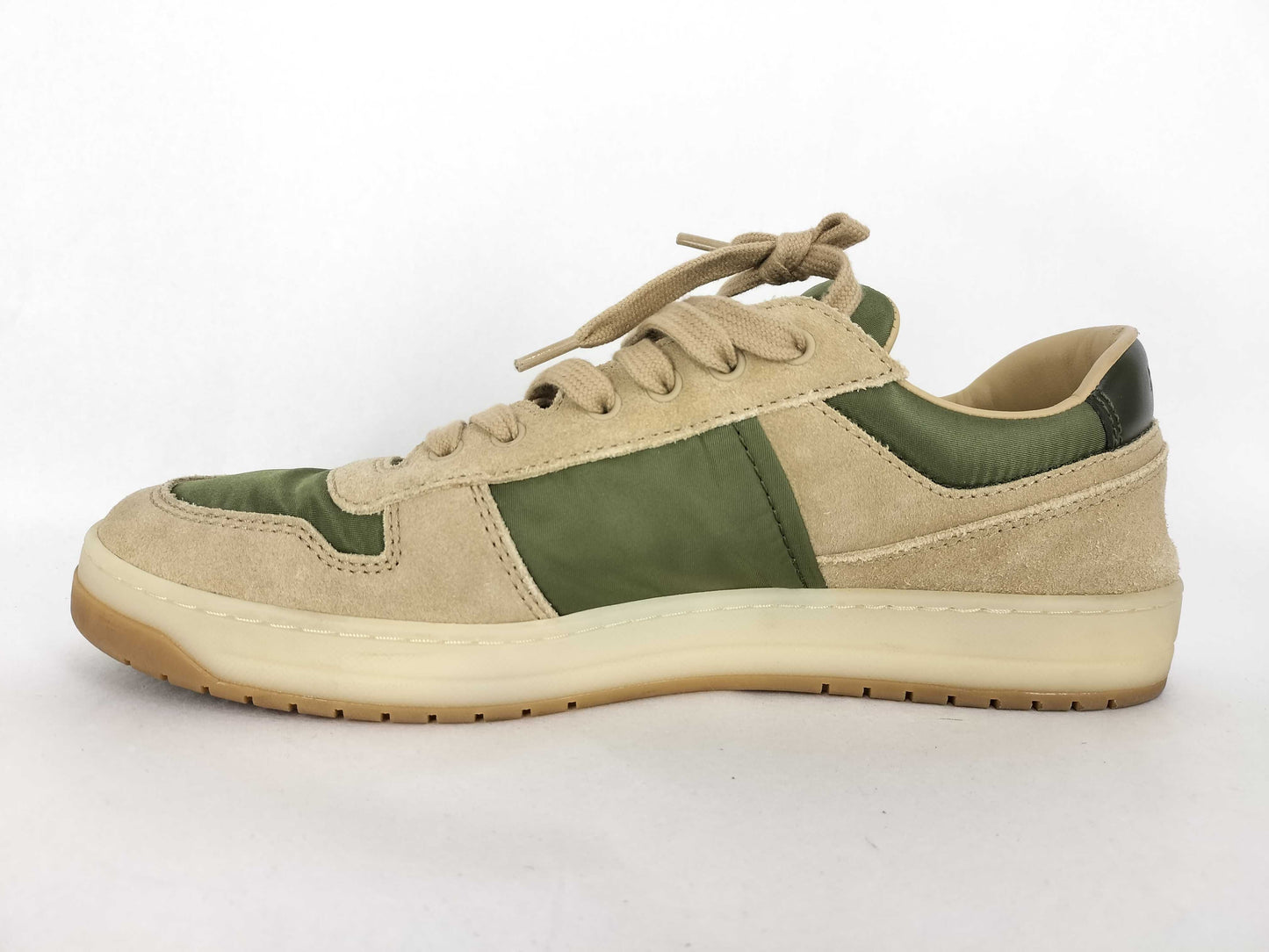PRADA re-nylon/suede sneakers, beige, size 8 1/2