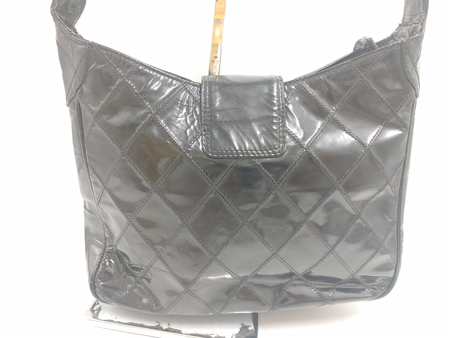 CHANEL Bicolore Turnlock Shoulder Bag with Seal 0647770, Black Patent Leather with Pouch