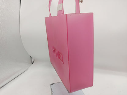 CHANEL CHANEL Logo Coco Mark Beach Bag Rubber Pink Tote Bag