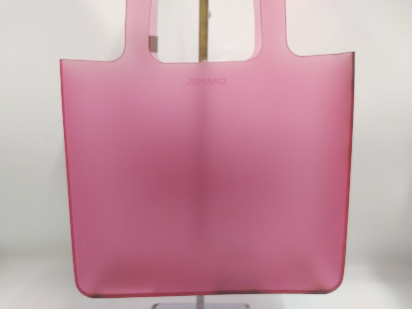 CHANEL CHANEL Logo Coco Mark Beach Bag Rubber Pink Tote Bag