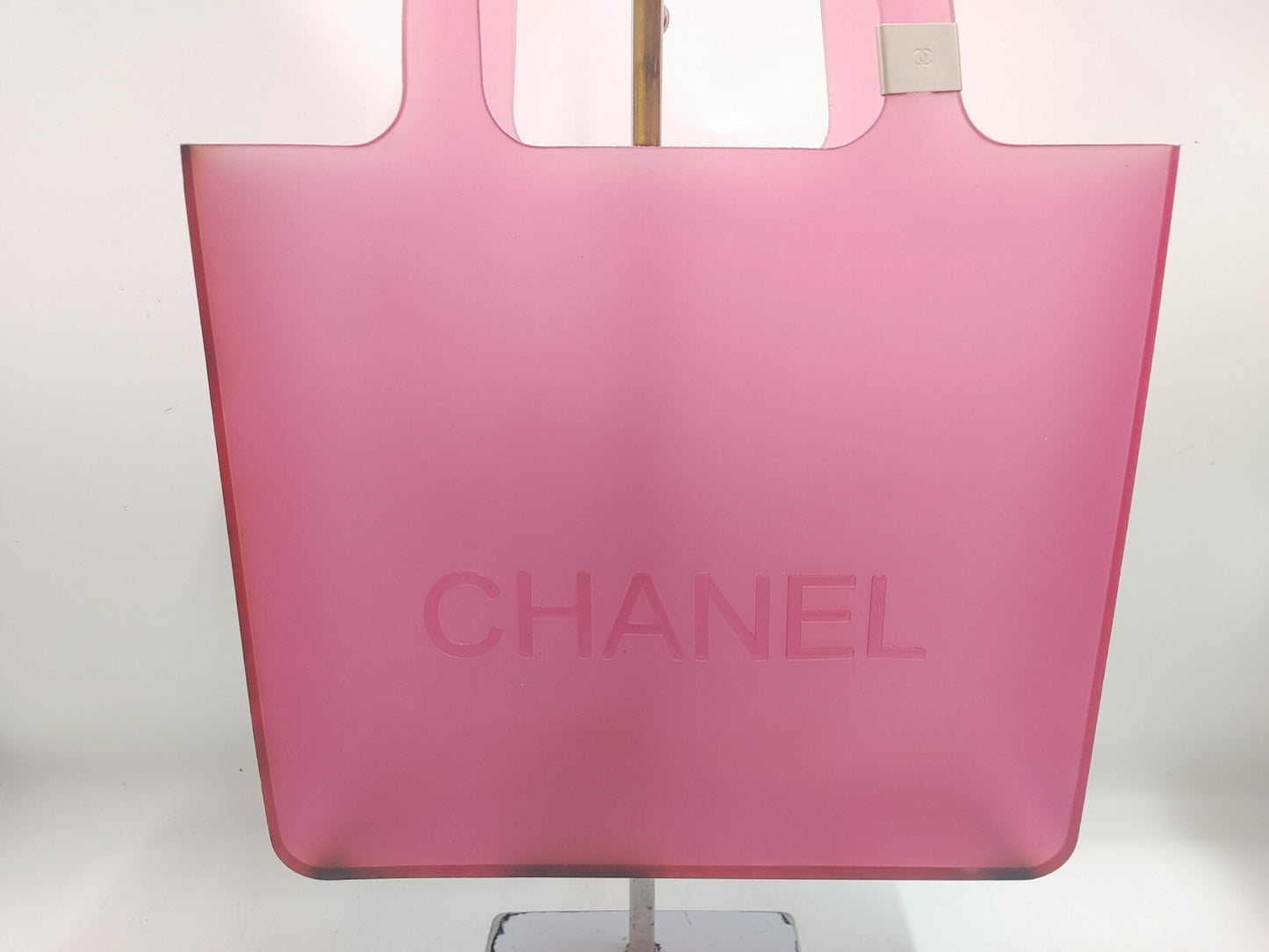 CHANEL CHANEL Logo Coco Mark Beach Bag Rubber Pink Tote Bag