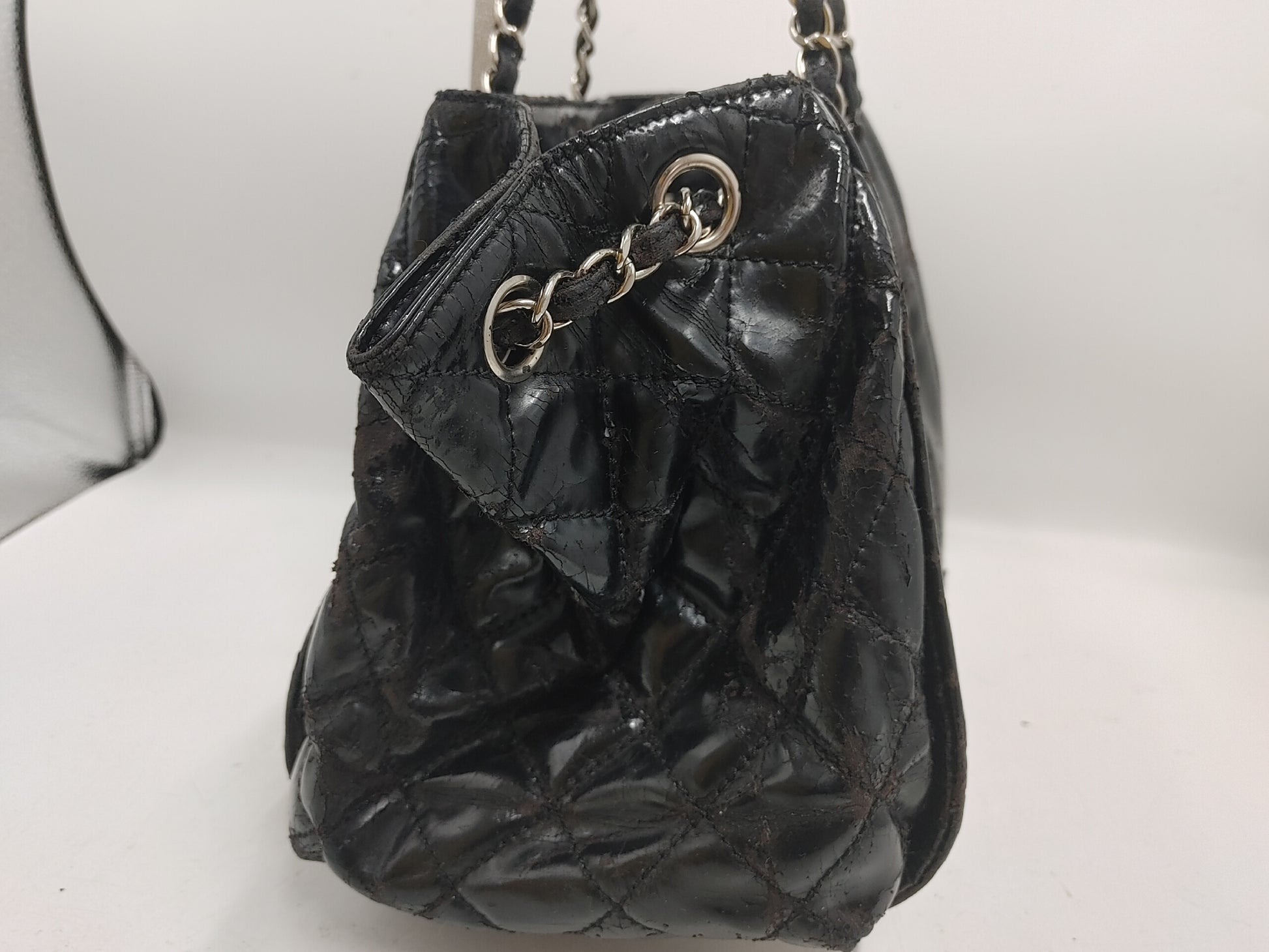 CHANEL Coco Mark Chain Shoulder Bag with Seal 14165678 Patent Leather Black Shoulder Bag