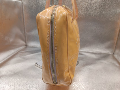 CHANEL Triple Coco Handbag with Seal 9653587 Patent Leather Yellow Handbag