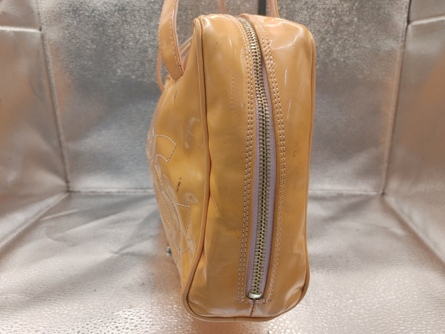 CHANEL Triple Coco Handbag with Seal 9653587 Patent Leather Yellow Handbag