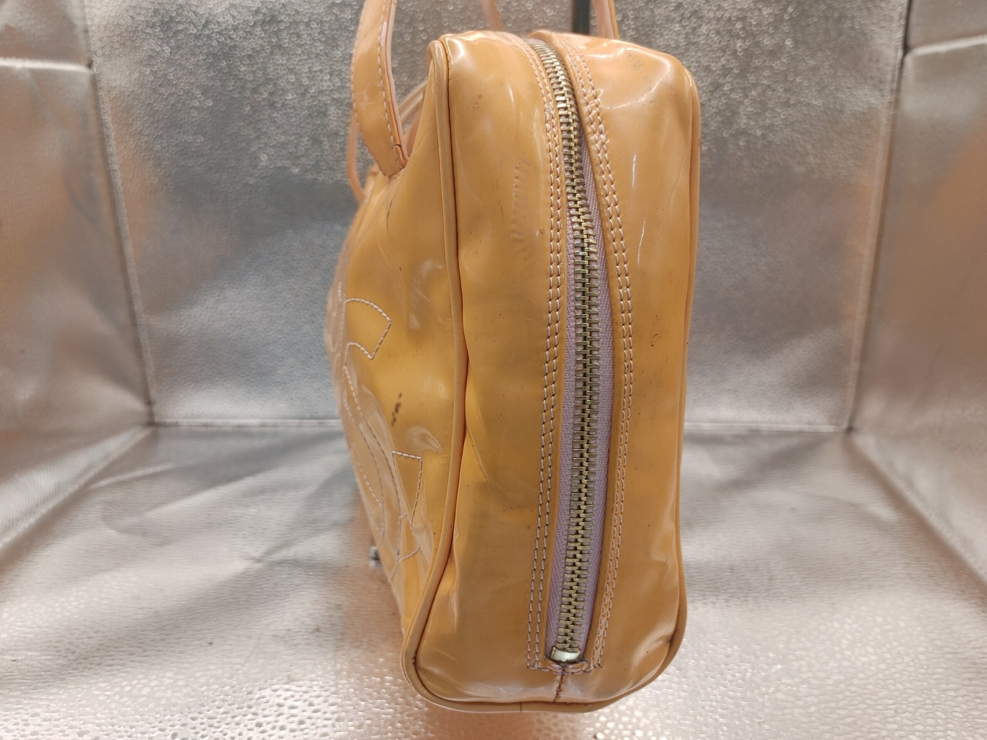 CHANEL Triple Coco Handbag with Seal 9653587 Patent Leather Yellow Handbag