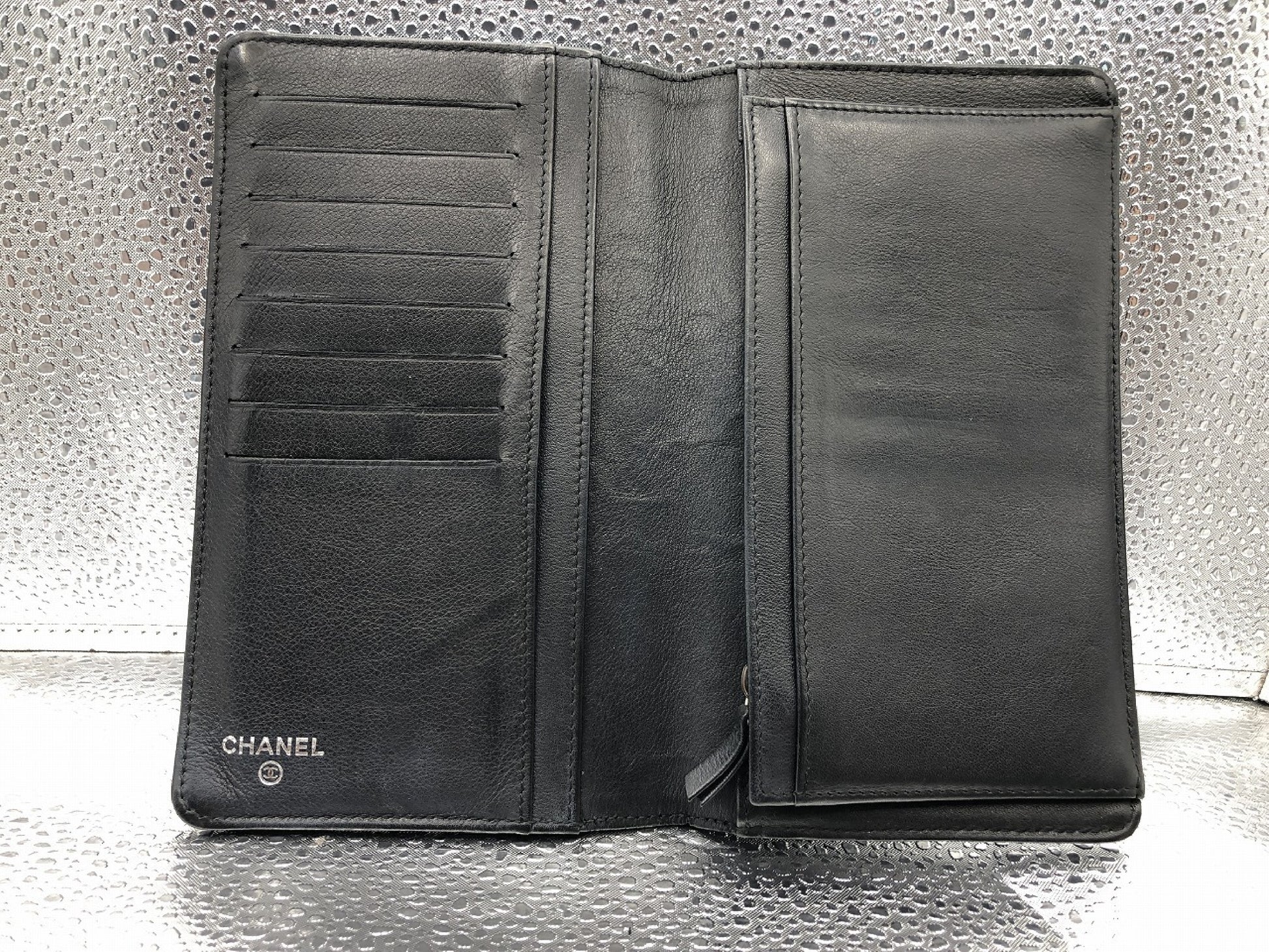 CHANEL Coco Mark Bifold Long Wallet with Sticker 15306136 Caviar Skin Black Wallet