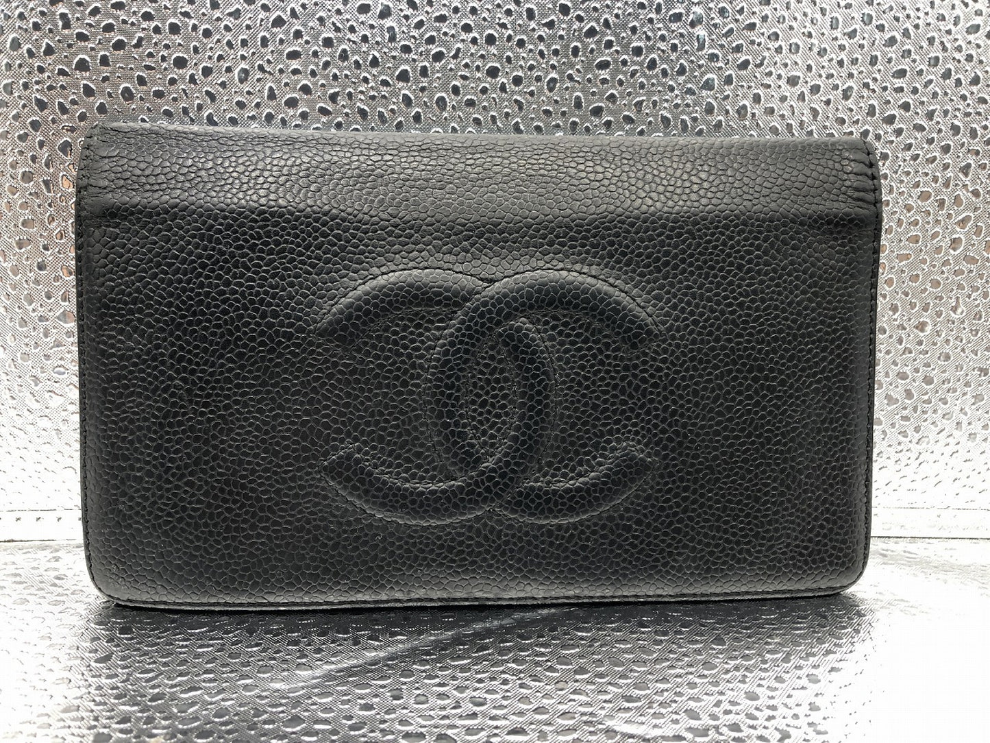 CHANEL Coco Mark Bifold Long Wallet with Sticker 15306136 Caviar Skin Black Wallet
