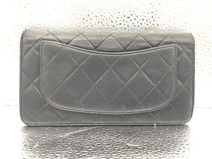 CHANEL Matelasse Bifold Long Wallet with Seal 12059396 Black Lambskin Wallet