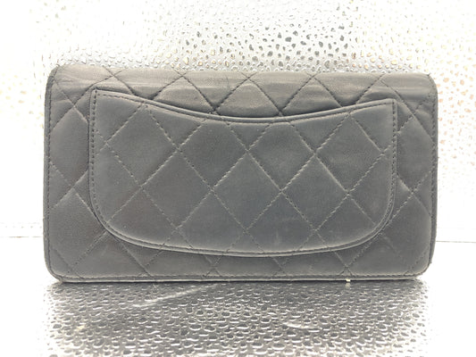 CHANEL Matelasse Bifold Long Wallet with Seal 12059396 Black Lambskin Wallet