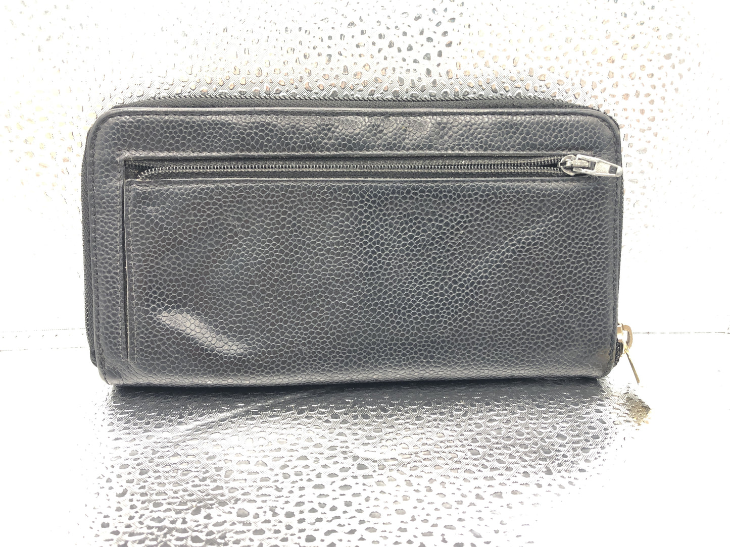 CHANEL Coco Mark Round Zipper Long Wallet with Seal 8035816 Caviar Skin Black Wallet