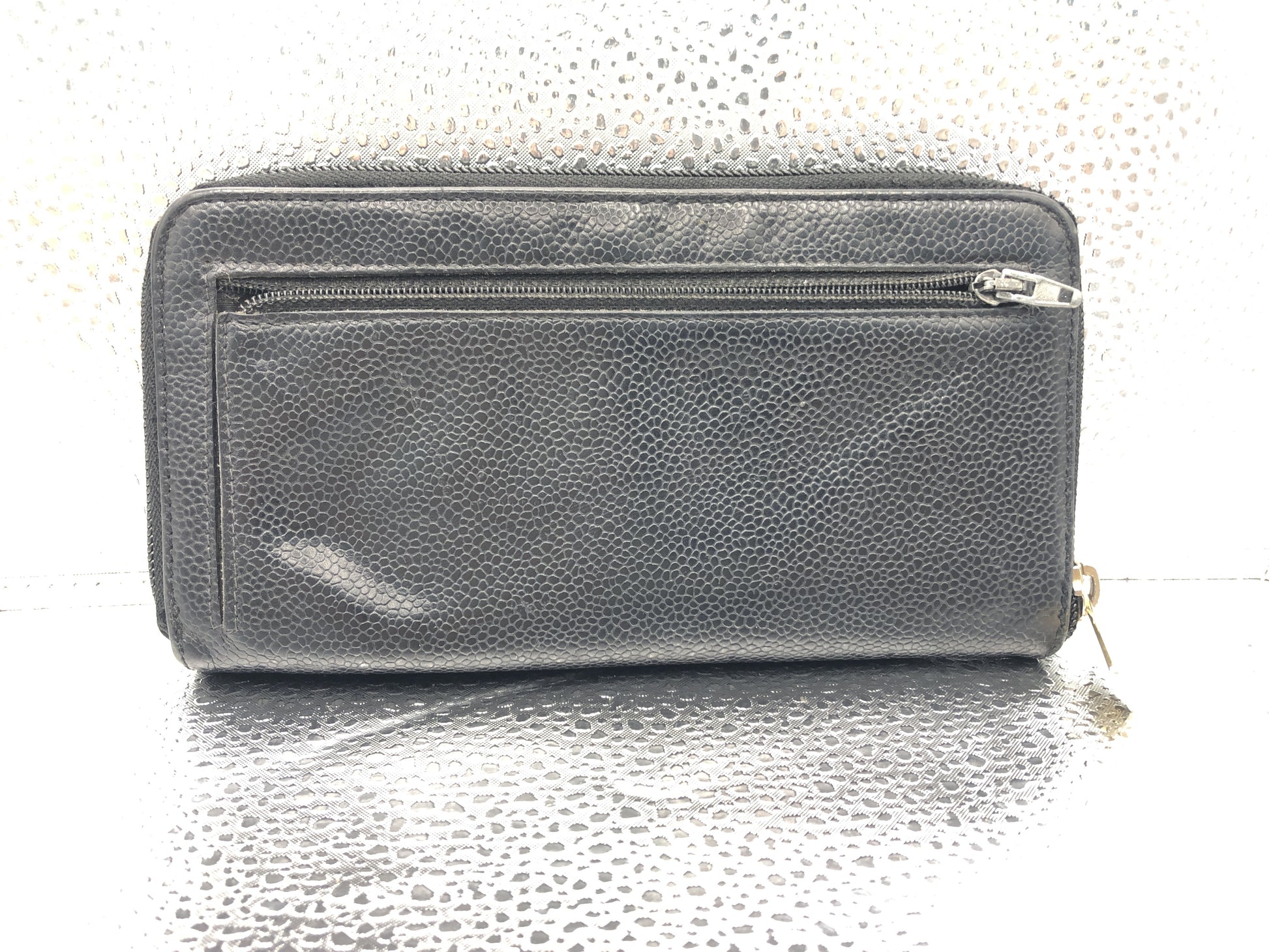 CHANEL Coco Mark Round Zipper Long Wallet with Seal 8035816 Caviar Skin Black Wallet