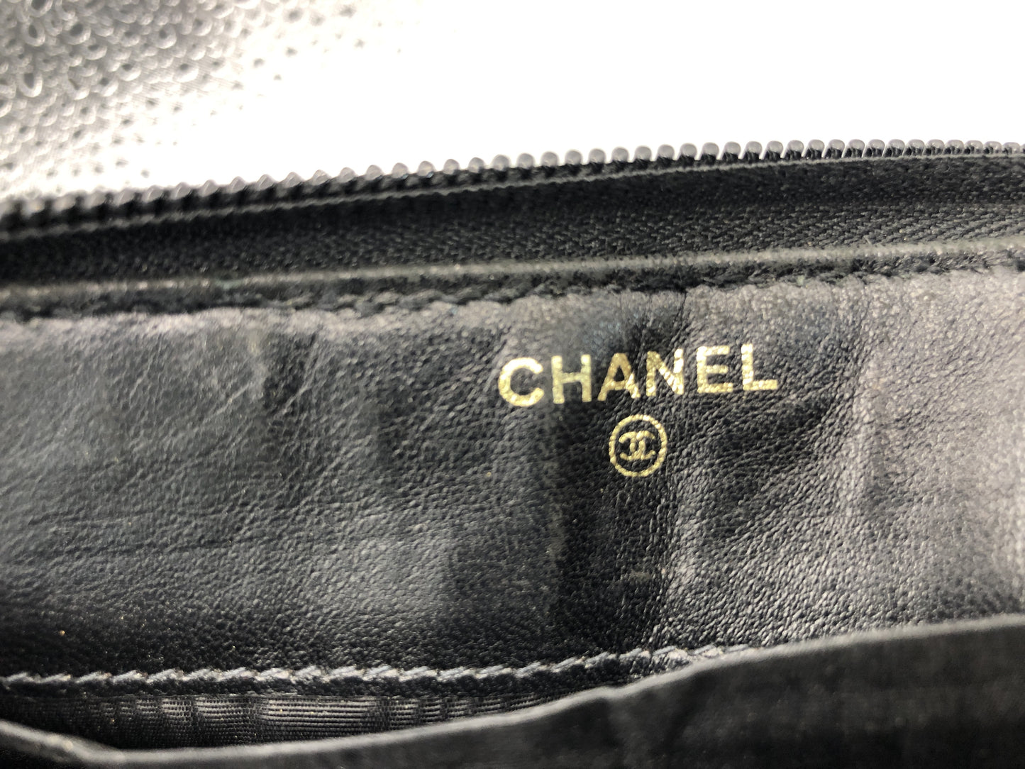 CHANEL Coco Mark Round Zipper Long Wallet with Seal 8035816 Caviar Skin Black Wallet