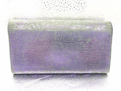 CHANEL Coco Mark Flap Long Wallet with Seal 18331421 and Guarantee Card, Patent Leather, Purple