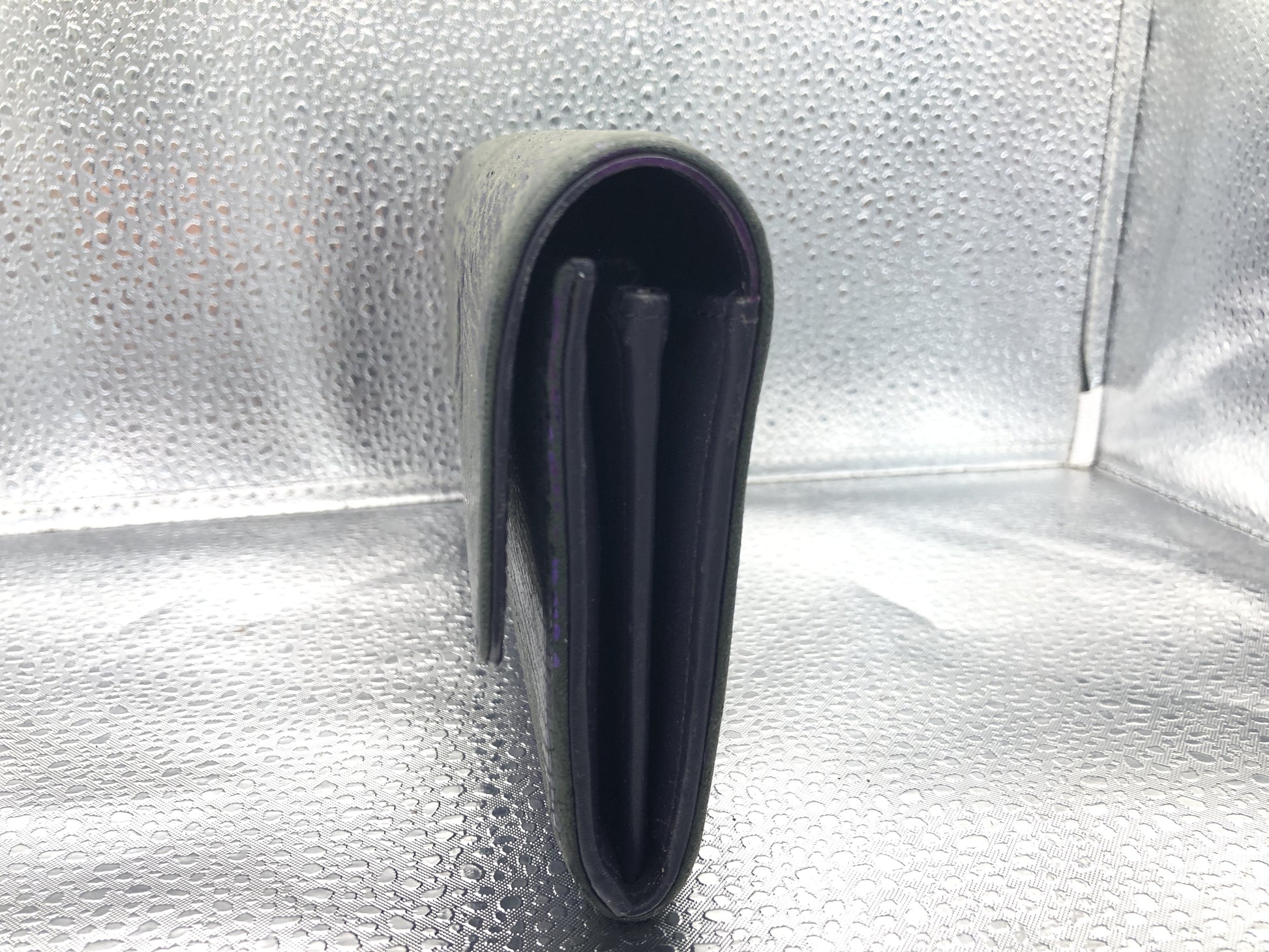 CHANEL Coco Mark Flap Long Wallet with Seal 18331421 and Guarantee Card, Patent Leather, Purple