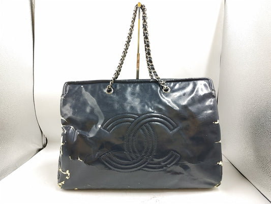 CHANEL Bonbon Tote Bag with Seal 14185796 and Guarantee Card, Patent Leather Blue Tote Bag
