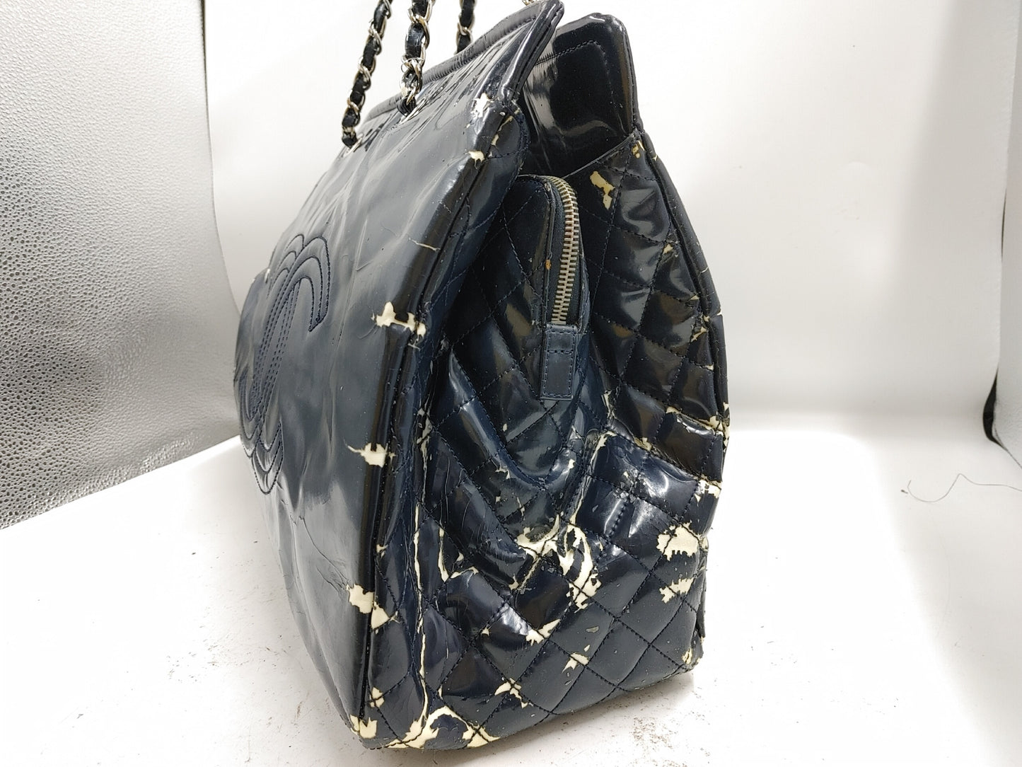 CHANEL Bonbon Tote Bag with Seal 14185796 and Guarantee Card, Patent Leather Blue Tote Bag