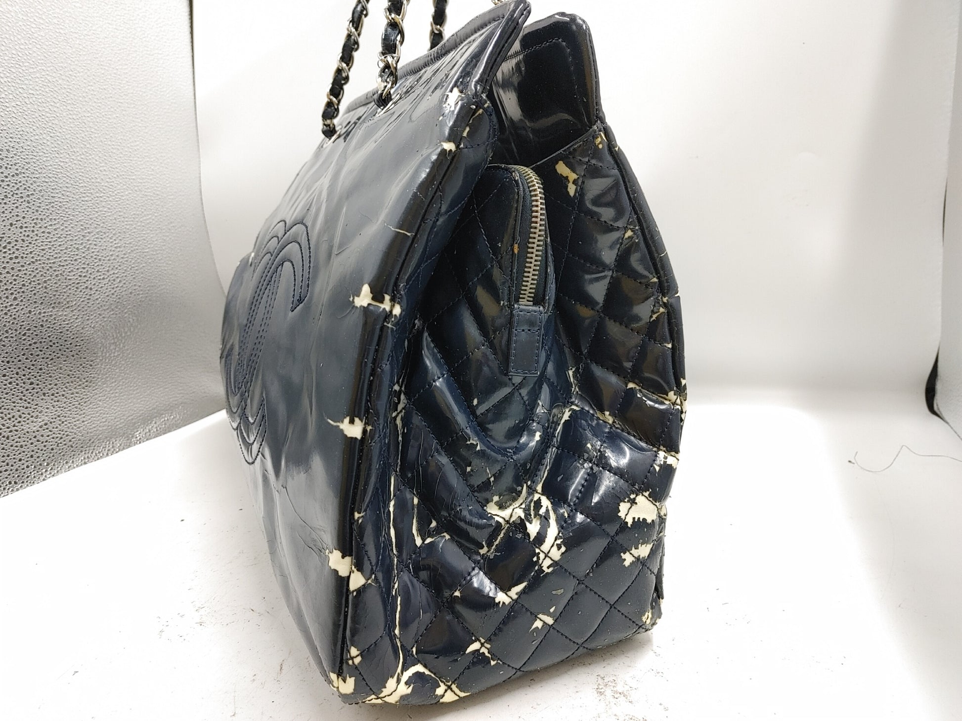 CHANEL Bonbon Tote Bag with Seal 14185796 and Guarantee Card, Patent Leather Blue Tote Bag