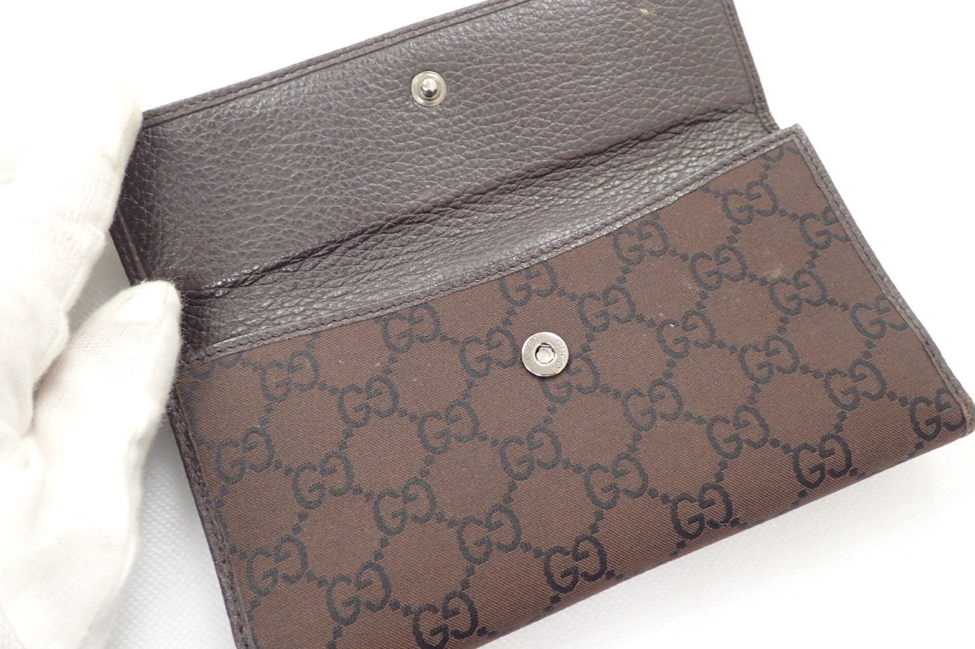 GUCCI GG Pattern 128223 Double Hook Bifold Long Wallet