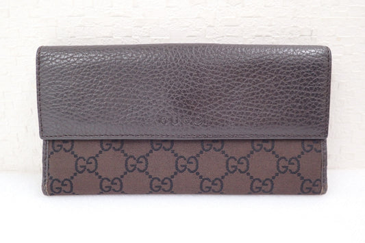 GUCCI GG Pattern 128223 Double Hook Bifold Long Wallet