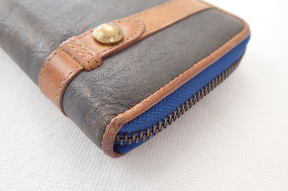 BURBERRY Blue Label Leather Round Zip Long Wallet