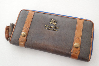 BURBERRY Blue Label Leather Round Zip Long Wallet