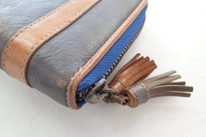 BURBERRY Blue Label Leather Round Zip Long Wallet