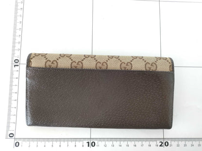 GUCCI GG Canvas Gucci GG Canvas Leather Long Wallet