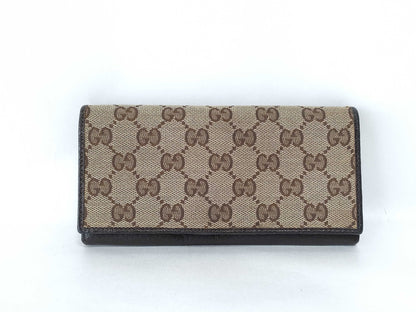 GUCCI GG Canvas Gucci GG Canvas Leather Long Wallet