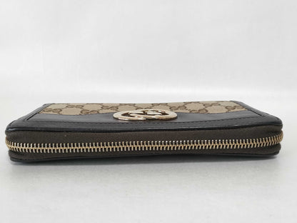GUCCI GG Canvas Gucci Interlocking GG Round Zip Long Wallet