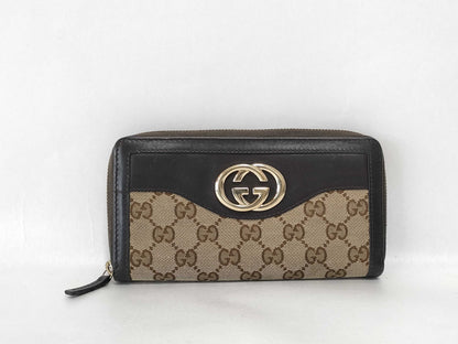 GUCCI GG Canvas Gucci Interlocking GG Round Zip Long Wallet