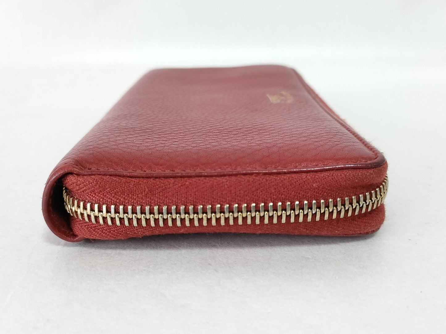 GUCCI Bamboo Leather Round Zip Long Wallet Bamboo Wallet