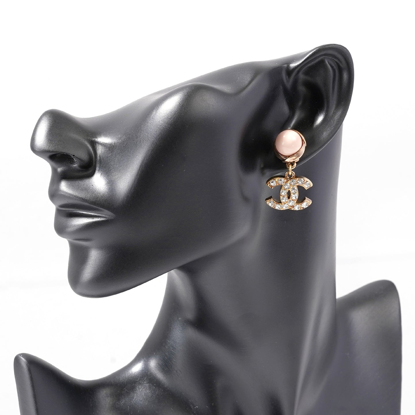 CHANEL CHANEL Coco Mark Rhinestone Gold Earrings C22A Earrings