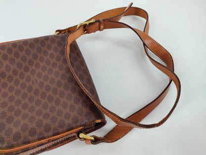 CELINE Shoulder Bag, PVC, Macadam Pattern, Brown