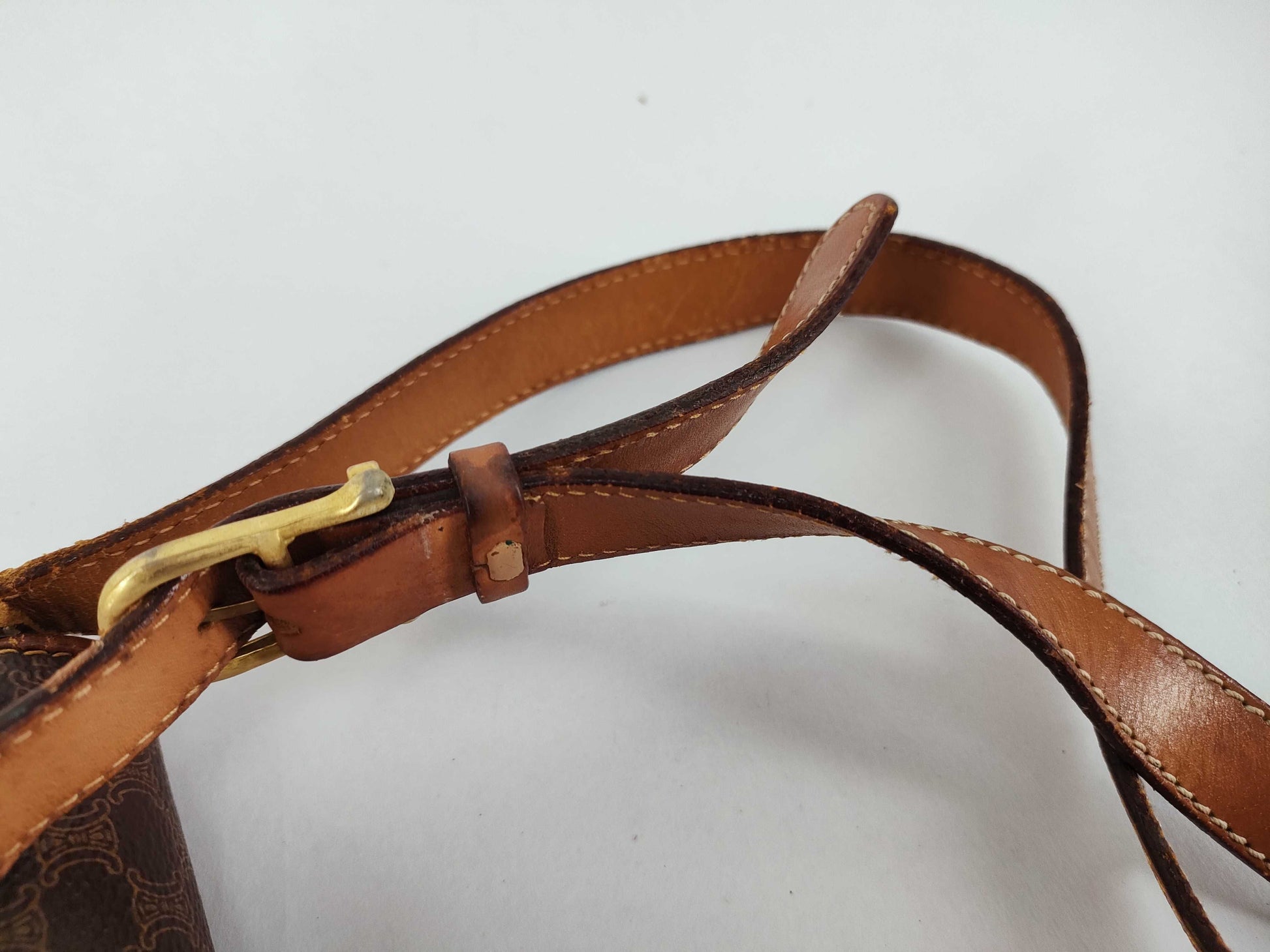 CELINE Shoulder Bag, PVC, Macadam Pattern, Brown